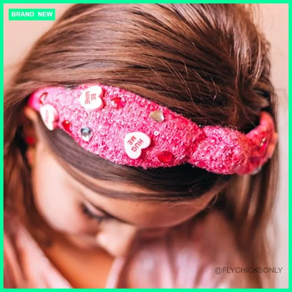 Girls Top Knot Headband with Embellishments, Non-Slip Lining, 13 Inch